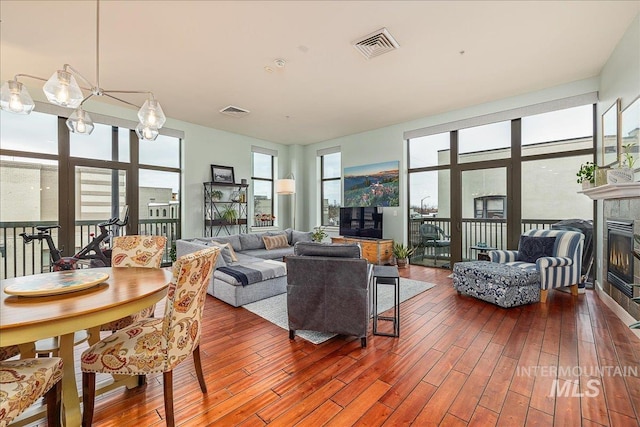 living room featuring a healthy amount of sunlight and wood-type flooring