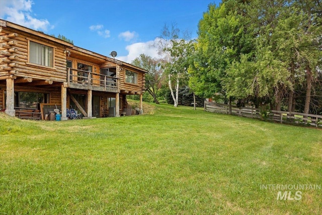 view of yard with a deck