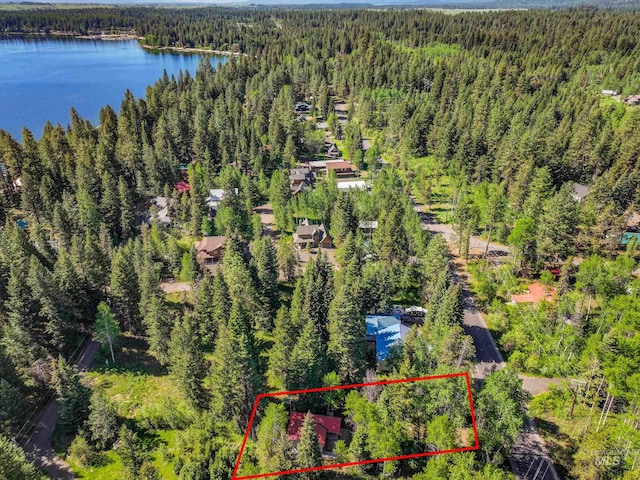 1718 Warren Wagon Rd, Mccall, ID 83638 - view of property location with a forest, a nearby body of water, and property boundaries highlighted