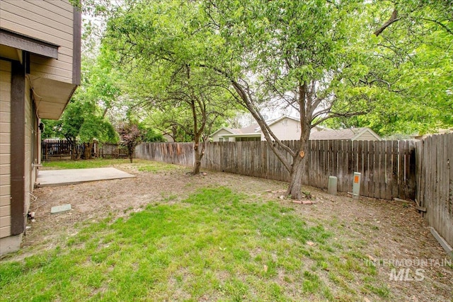 fenced backyard featuring a patio