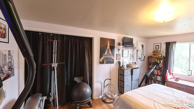 bedroom with wood finished floors