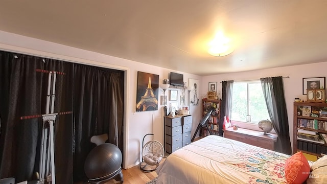 bedroom with wood finished floors