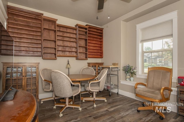 4519 Middlesboro Way, Caldwell, ID 83607 - dining area featuring wood finished floors, baseboards, and ceiling fan