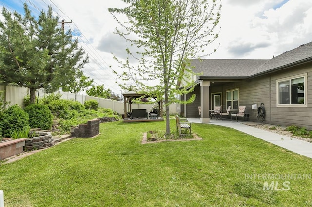 4519 Middlesboro Way, Caldwell, ID 83607 - view of yard with a patio, outdoor lounge area, and central AC unit