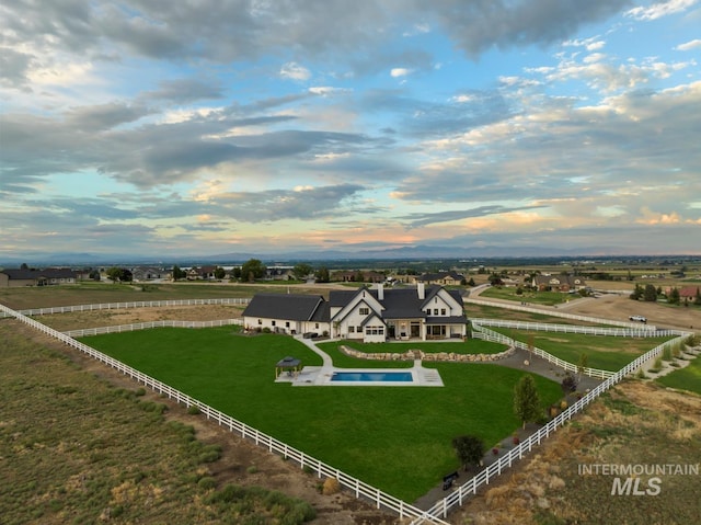 aerial view with a rural view