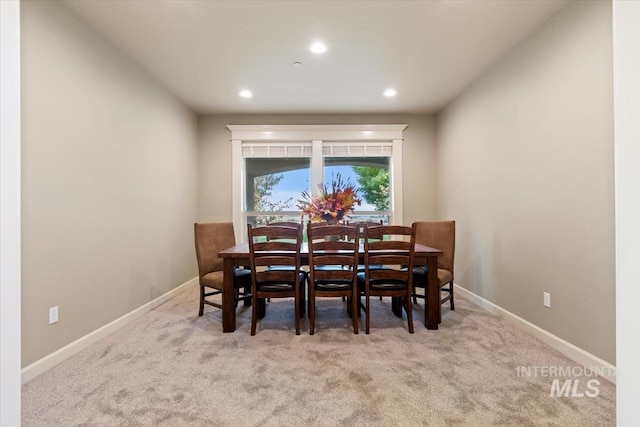 view of carpeted dining space