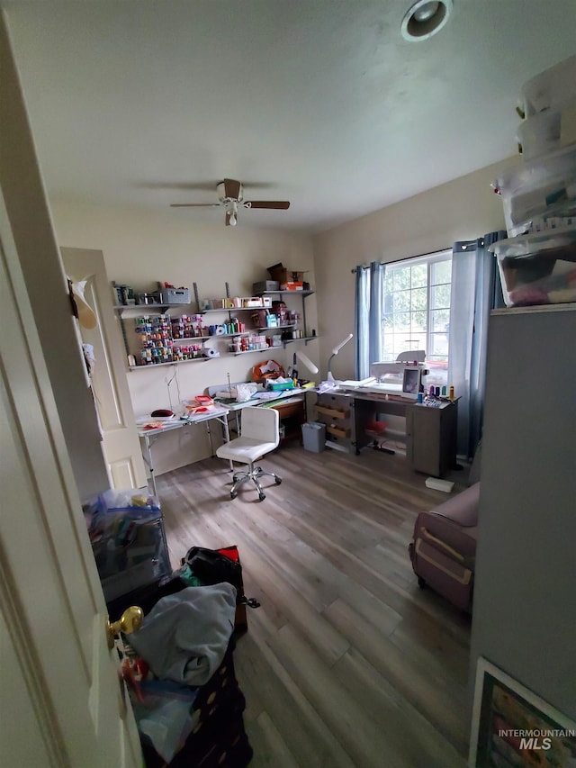 1441 Marie Dr, Gooding, ID 83330 - office area with wood finished floors and ceiling fan