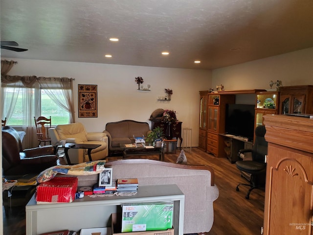 1441 Marie Dr, Gooding, ID 83330 - living room featuring wood finished floors, recessed lighting, and radiator heating unit