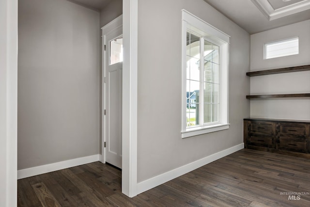 hall featuring dark hardwood / wood-style flooring