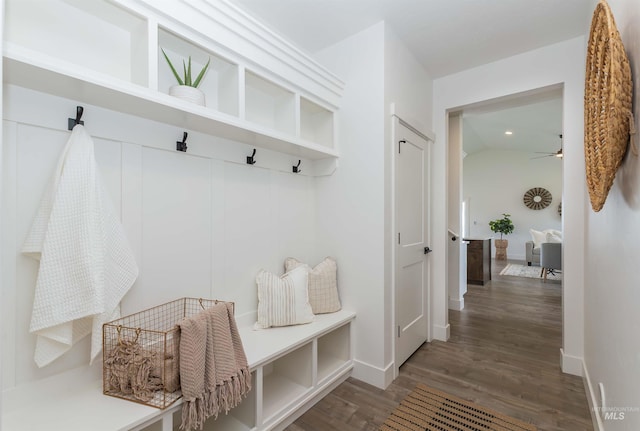 2117 Oxon St, Caldwell, ID 83605 - mudroom with wood finished floors and a ceiling fan