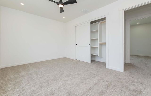 2117 Oxon St, Caldwell, ID 83605 - unfurnished bedroom with carpet flooring, recessed lighting, a closet, and a ceiling fan