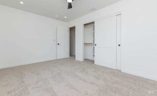 2117 Oxon St, Caldwell, ID 83605 - unfurnished bedroom featuring carpet, recessed lighting, a closet, and ceiling fan