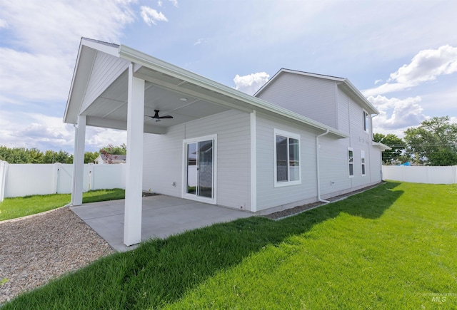 2117 Oxon St, Caldwell, ID 83605 - rear view of property featuring ceiling fan, a patio, and a fenced backyard