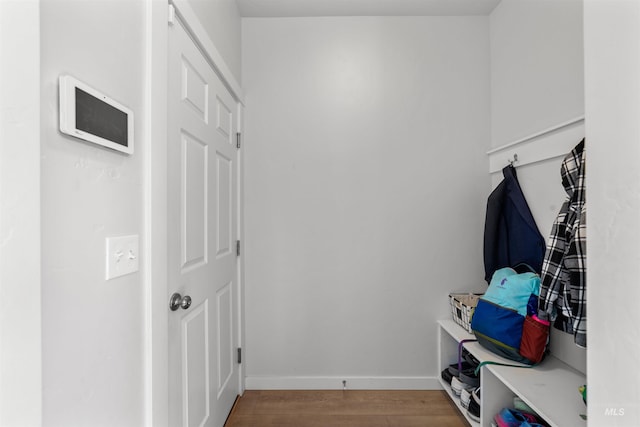 mudroom featuring wood-type flooring