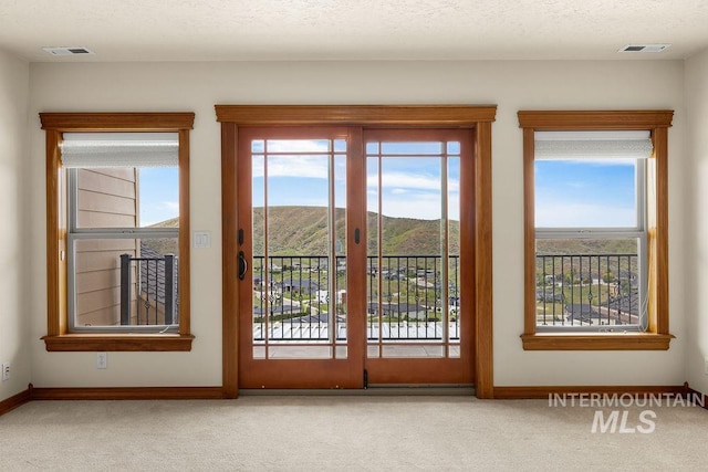 4553 N Arrow Crest Way, Boise, ID 83703 - doorway with carpet, baseboards, and a mountain view