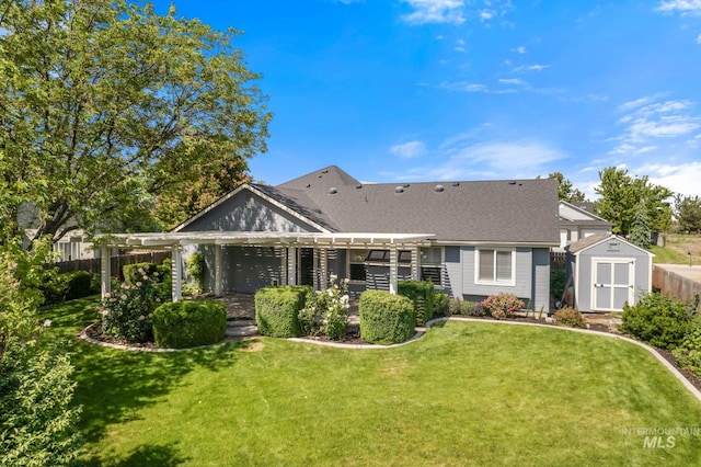 613 E Sable Ridge Dr, Kuna, ID 83634 - rear view of property with a pergola and roof with shingles