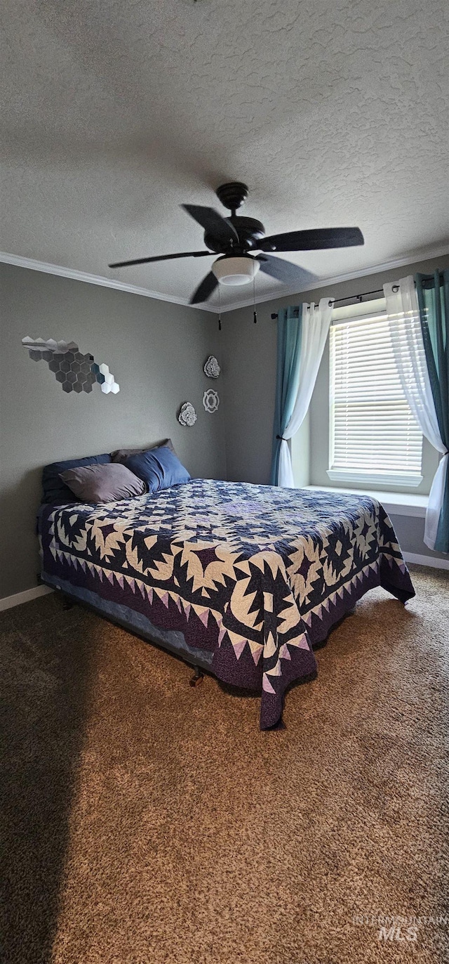 1122 N Roper Pl, Meridian, ID 83642 - bedroom with carpet, a textured ceiling, and a ceiling fan