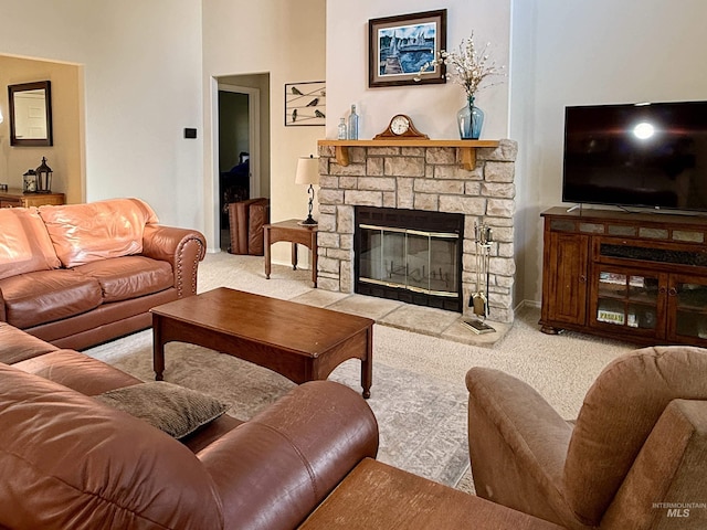 2361 N Pollard Ln, Star, ID 83669 - carpeted living room with a fireplace