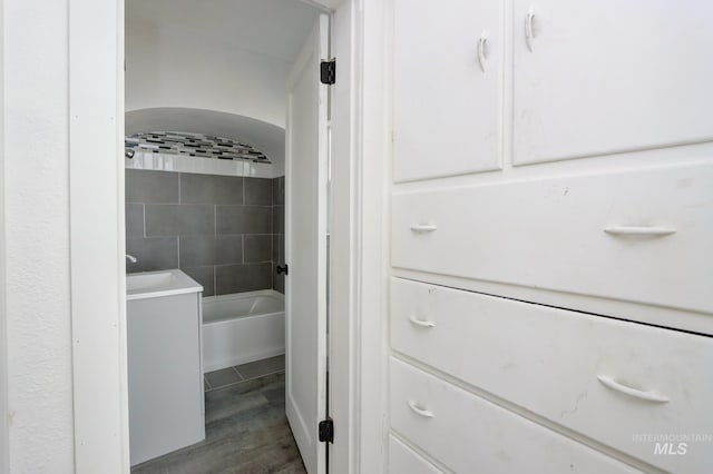 bathroom featuring wood finished floors