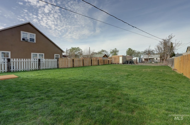 view of yard featuring a fenced backyard