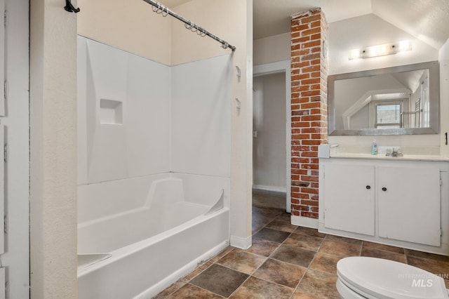 full bathroom with vanity, toilet, and shower / bathing tub combination