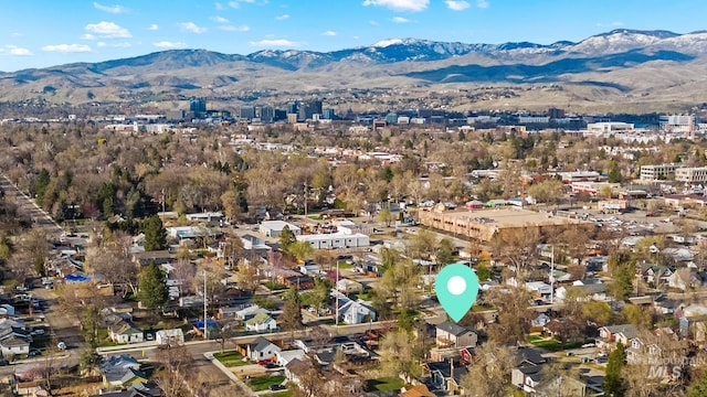 drone / aerial view with a mountain view