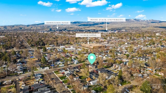 aerial view featuring a mountain view