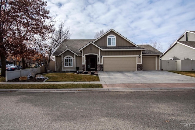 craftsman inspired home featuring a garage