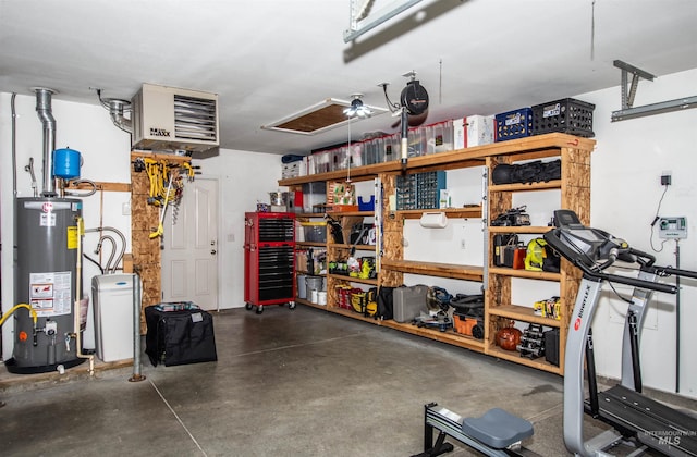 garage with gas water heater