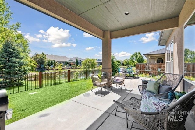 92 S Wildgrass Way, Star, ID 83669 - view of patio / terrace with an outdoor living space, a water view, and outdoor dining area