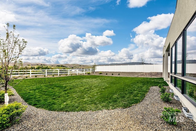 view of yard featuring a fenced backyard