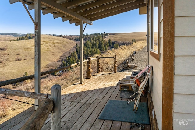 deck with a rural view