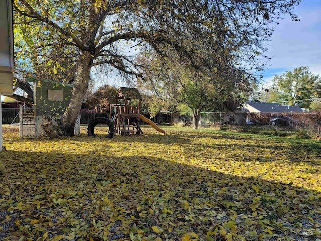 view of yard featuring a playground