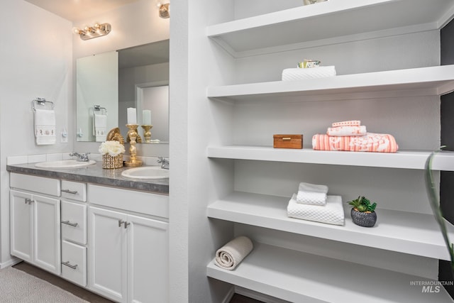 bathroom featuring double vanity and a sink