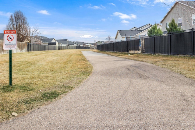 view of road with a residential view