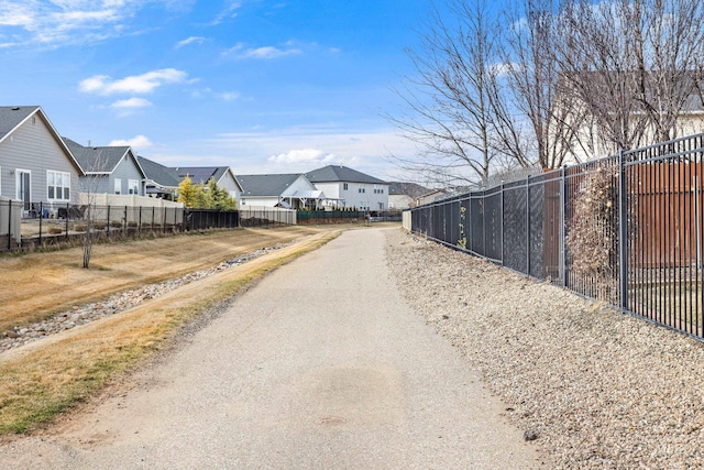 view of road featuring a residential view