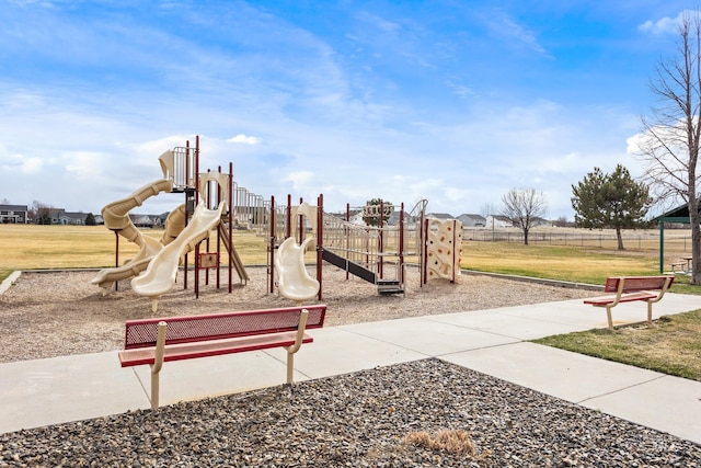 communal playground with a yard