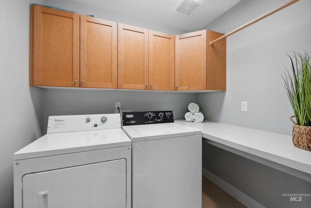 laundry area with cabinet space and separate washer and dryer