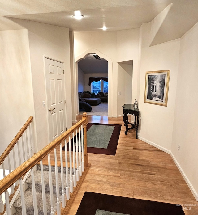 hall featuring light wood-type flooring