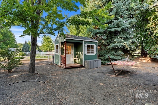 view of shed