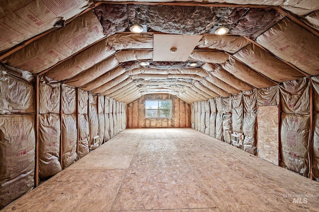 view of unfinished attic