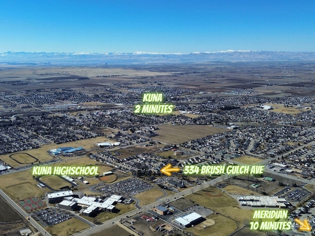 aerial view with a mountain view