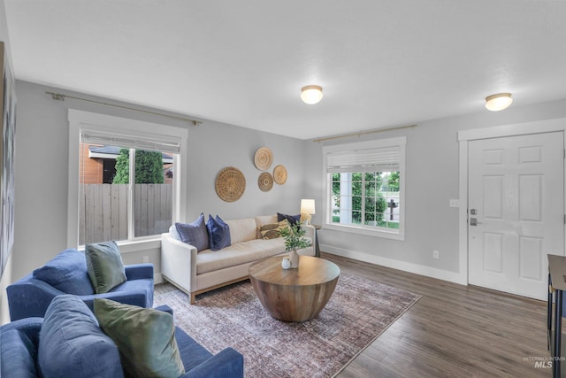 5467 N Claret Cup Way, Meridian, ID 83646 - living area featuring wood finished floors and baseboards