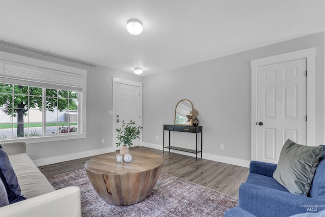 5467 N Claret Cup Way, Meridian, ID 83646 - living area featuring wood finished floors and baseboards