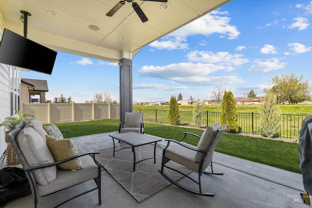 view of patio with ceiling fan