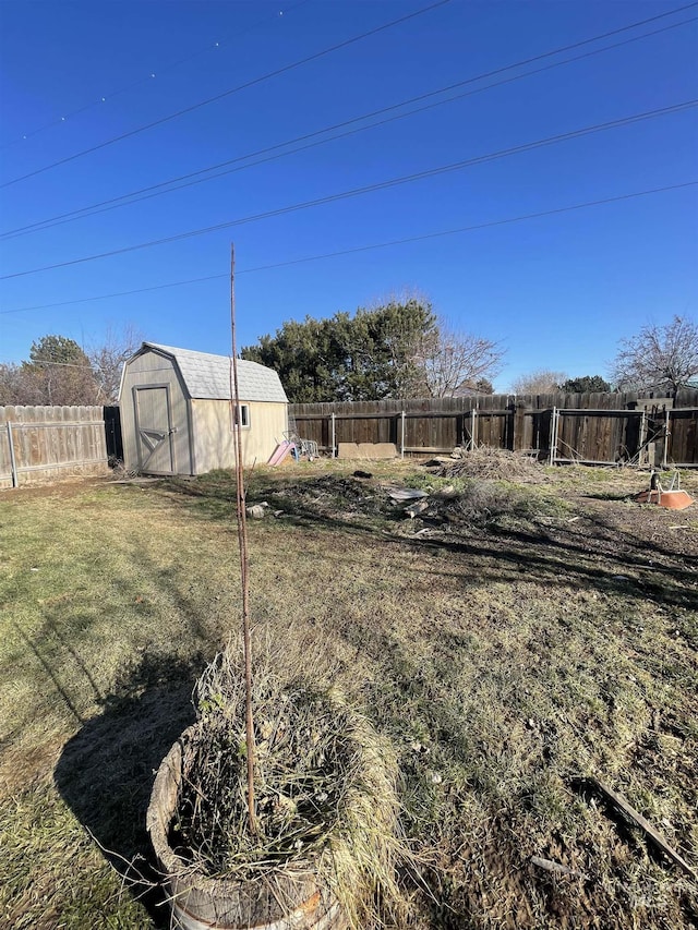 view of yard featuring a shed