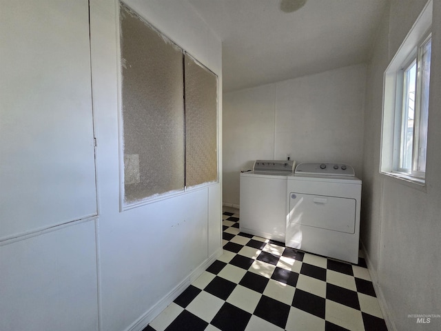 136 W 8th St, Burley, ID 83318 - washroom with tile patterned floors, independent washer and dryer, and healthy amount of natural light