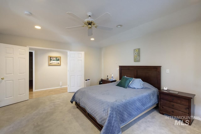 3411 Wilson Ln, Nampa, ID 83686 - carpeted bedroom with recessed lighting, baseboards, and a ceiling fan