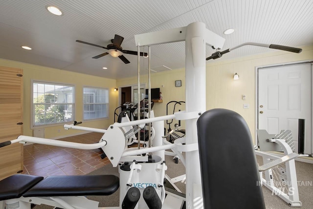 3411 Wilson Ln, Nampa, ID 83686 - workout area featuring ceiling fan and recessed lighting
