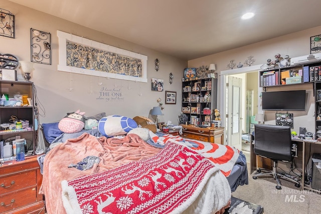 3744 S Antler Rdg, Boise, ID 83709 - carpeted bedroom with an office area and recessed lighting